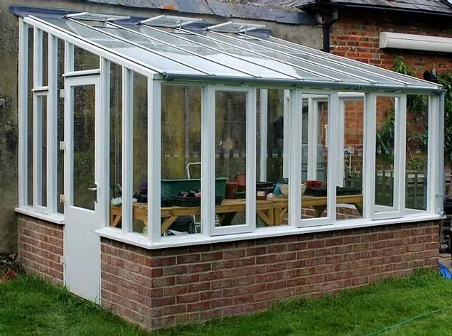 Hardwood painted greenhouse
